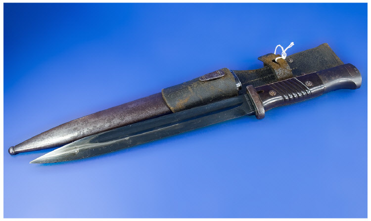 Appraisal: German WWII Bayonet and Scabbard Marks to blade c match