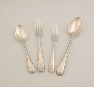 Appraisal: A set of Victorian bead edge flatware crested comprising table