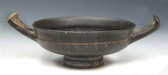 Appraisal: A GROUP OF THREE ATTIC ETRUSCAN BLACKWARE KYLIX OR WINE