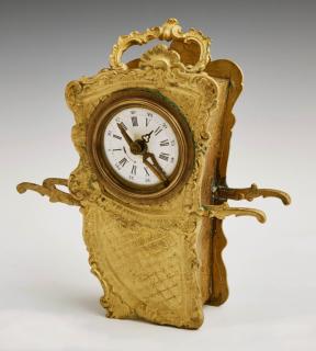 Appraisal: French Gilt-Brass Sedan Chair Form Carriage Clock c decorated with