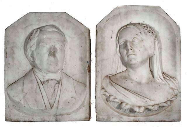 Appraisal: A PAIR OF TH CENTURY CARVED WHITE MARBLE BAS RELIEF