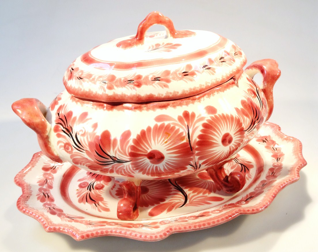 Appraisal: A thC Henriot Quimper French earthenware lidded tureen on stand