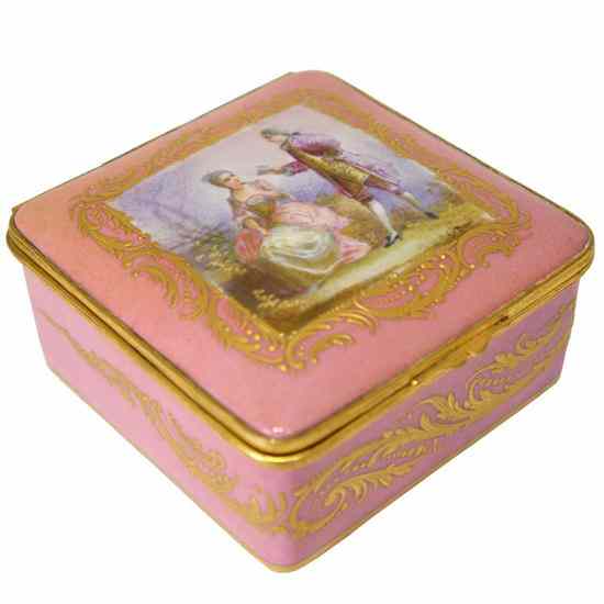 Appraisal: A French Limoges Gilt Metal Mounted Porcelain Dresser Box circa