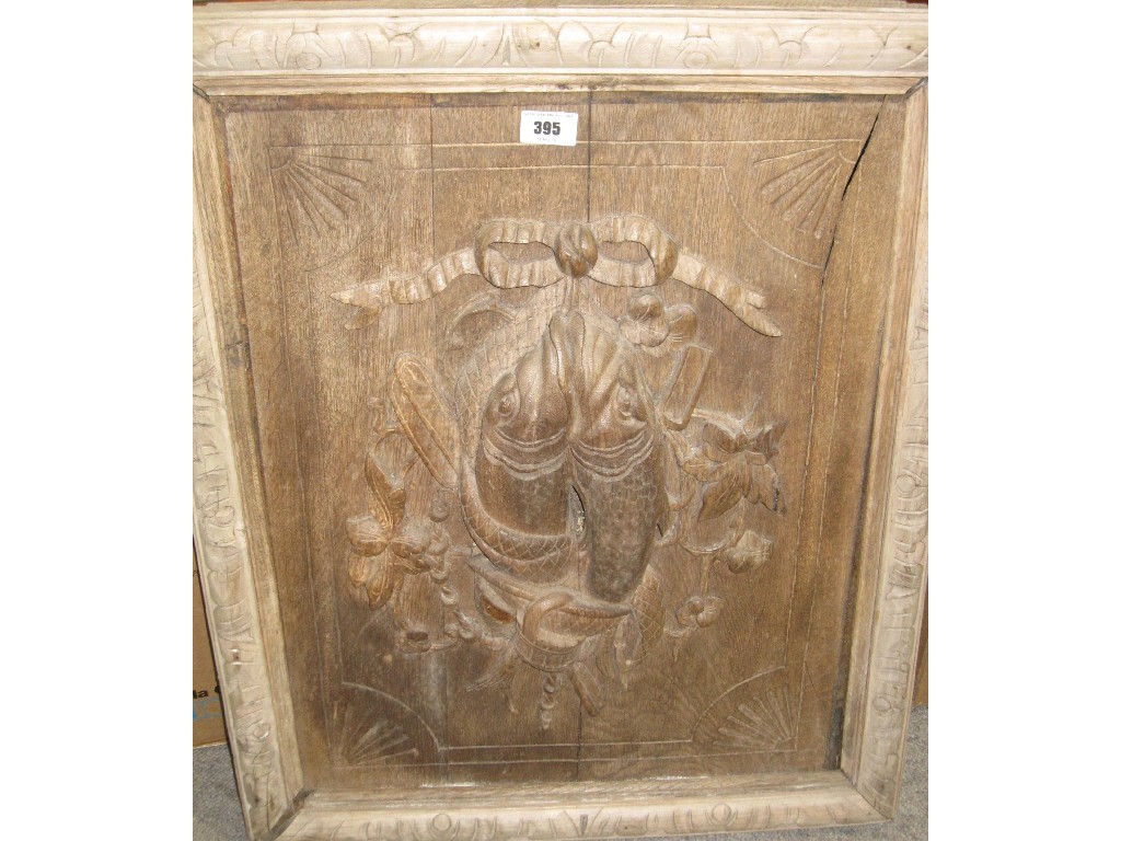 Appraisal: Carved wood armorial panel