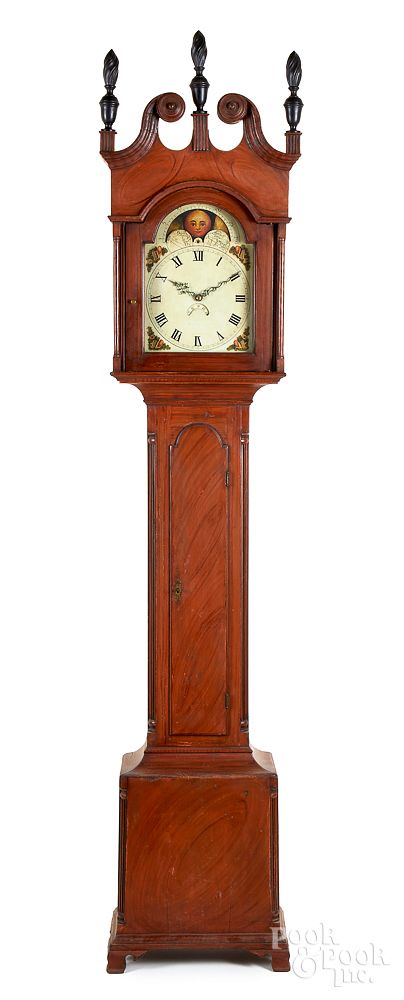 Appraisal: Pennsylvania painted pine tall case clock Pennsylvania painted pine tall