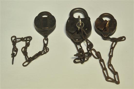 Appraisal: THREE RAILROAD PADLOCKS American late th-early th century N Y