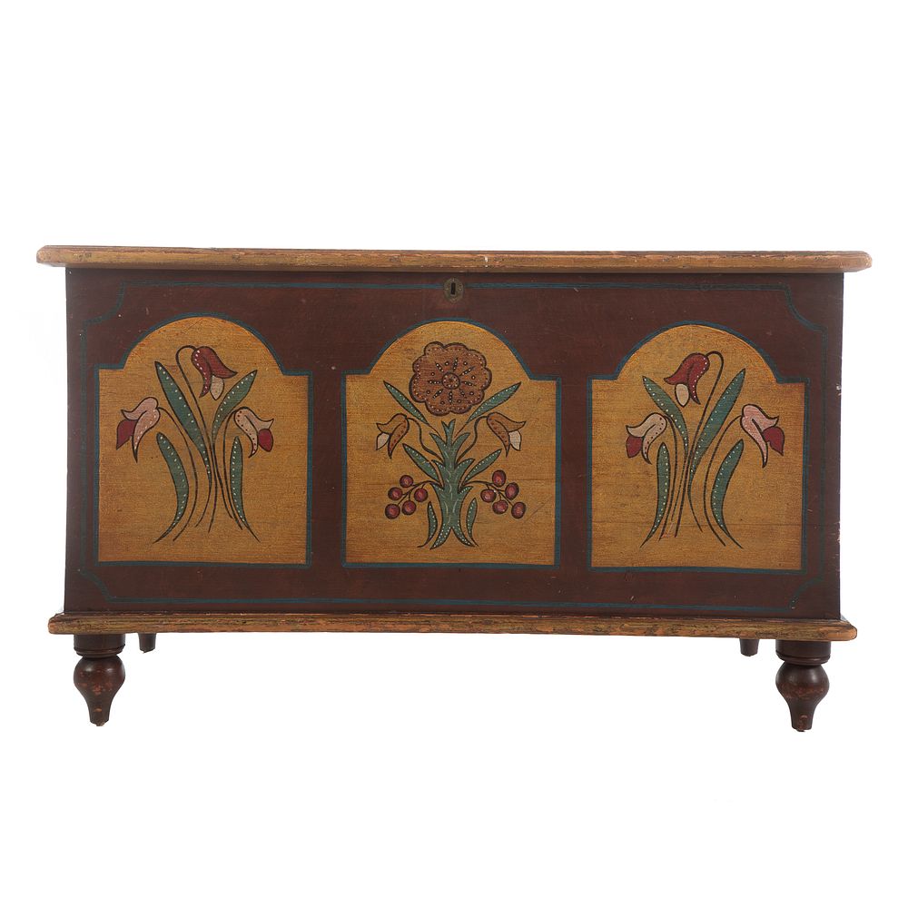 Appraisal: Pennsylvania Dutch Painted Blanket Chest th Century decorated with primitive