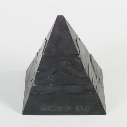 Appraisal: Schmidt Austria bronze pyramid puzzle sculpture consisting of six interlocking