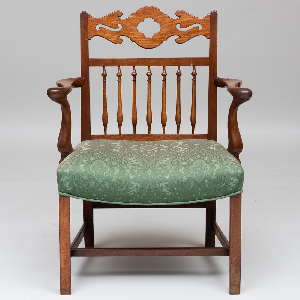 Appraisal: George III Carved Oak and Mahogany Armchair Yorkshire x x