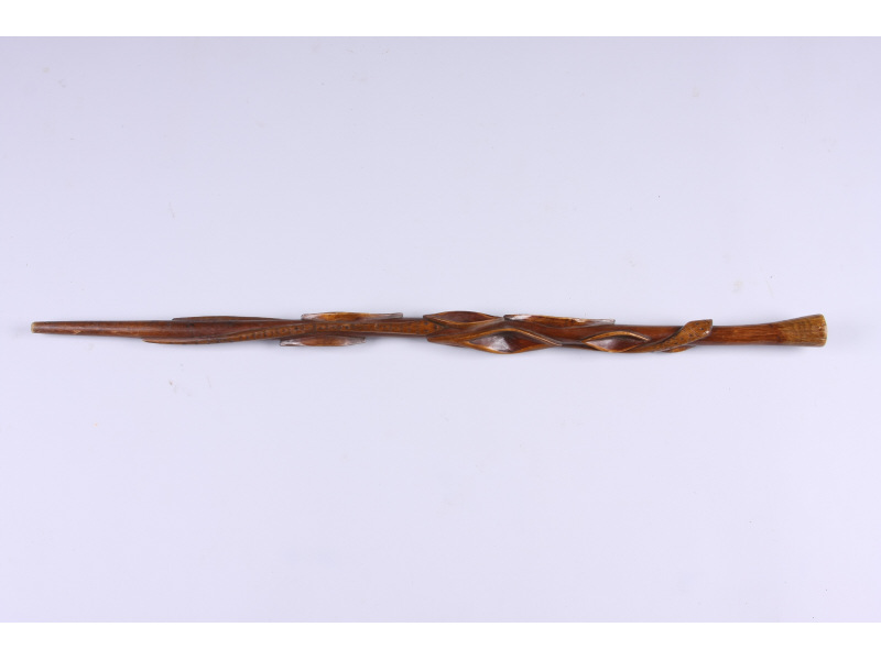 Appraisal: Diamond Willow Cane carved with two snakes on shaft glossy