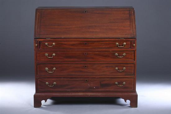 Appraisal: CHIPPENDALE FEDERAL TRANSITIONAL WALNUT SLANT-FRONT DESK late th century With