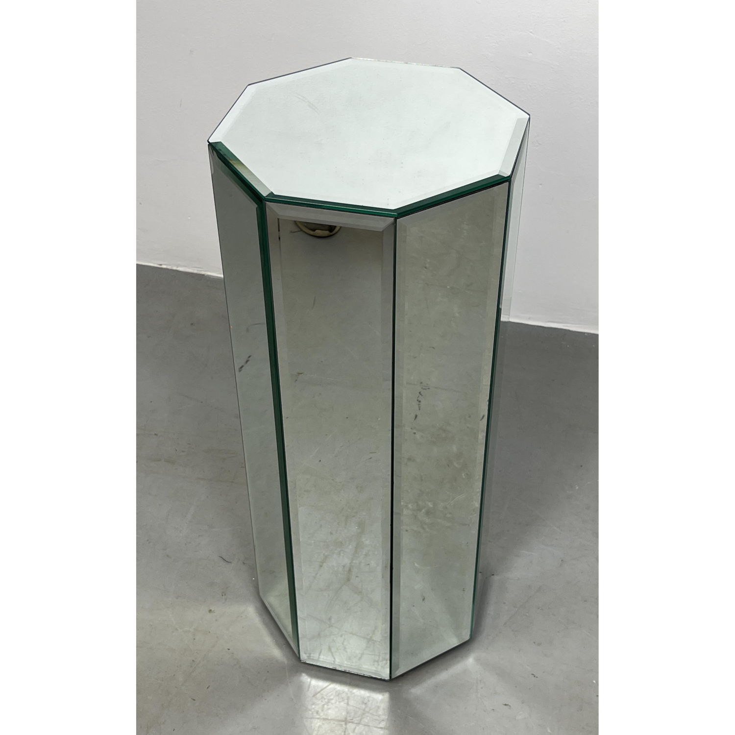 Appraisal: Octagonal Mirrored Surface Display Pedestal Stand Dimensions H inches W