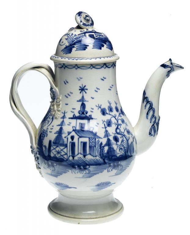 Appraisal: A SWINTON PEARLWARE COFFEE POT AND COVER the entwined handle