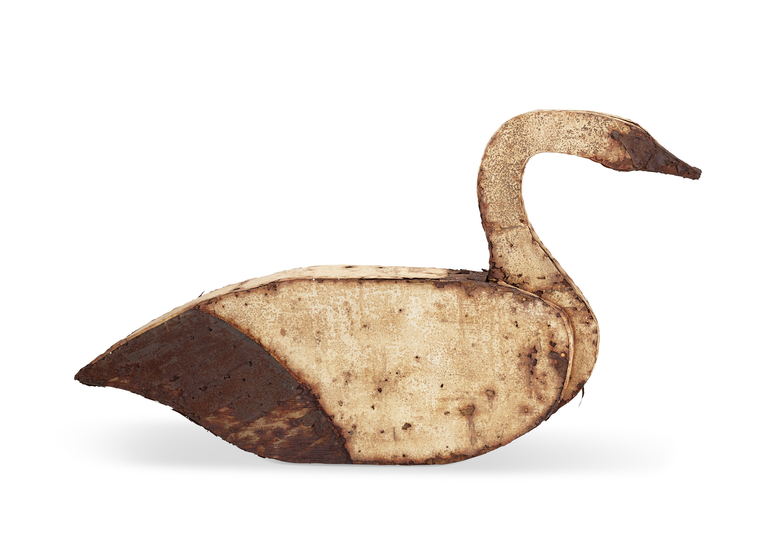 Appraisal: A LARGE PAINTED WOOD AND TIN SWAN PROBABLY NORTH CAROLINA