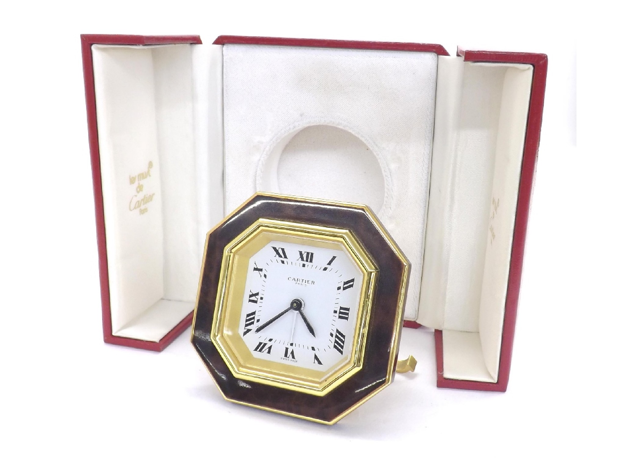 Appraisal: Must de Cartier gilt metal travel alarm clock ref no