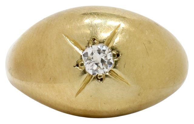 Appraisal: Estate kt yellow gold ring dome shape set with one