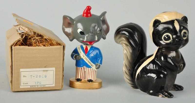 Appraisal: Lot of Composition Animal Figures Description Includes one Nixon for