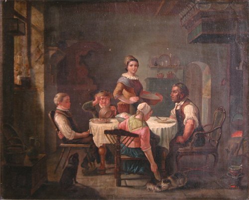 Appraisal: Artist th Century Continental School Title Family at Dinner Date