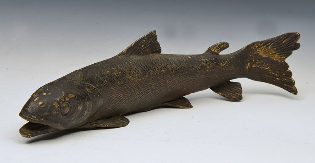 Appraisal: A TH CENTURY BRONZE FIGURE OF A TROUT indistinctly signed