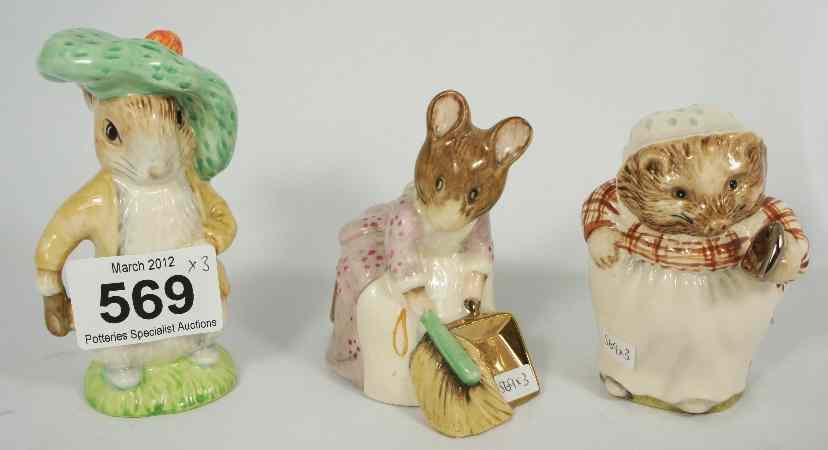 Appraisal: Beswick Beatrix Potter Figures Hunca Munca Sweeping Mrs Tiggywinkle and