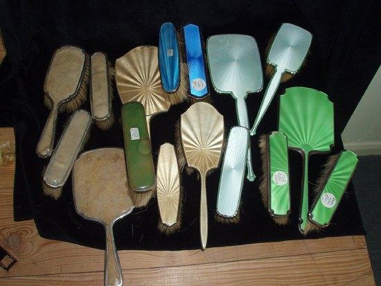 Appraisal: Several part dressing table sets including brushes and mirrors mostly