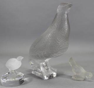 Appraisal: Lalique Pheasants Unsigned Glass Bird Lot of glass pheasants Lalique