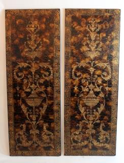 Appraisal: Pair of decorative crackle finish panels Pair of decorative crackle