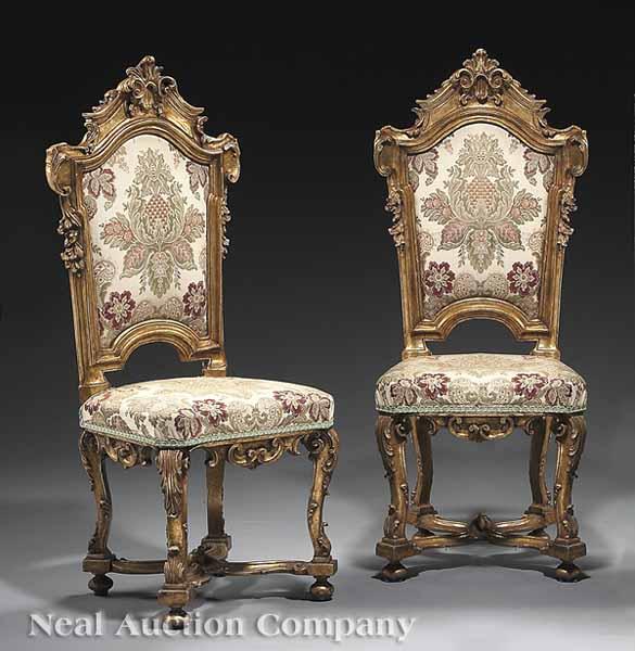 Appraisal: A Fine Pair of Antique Italian Carved and Gilded Reception