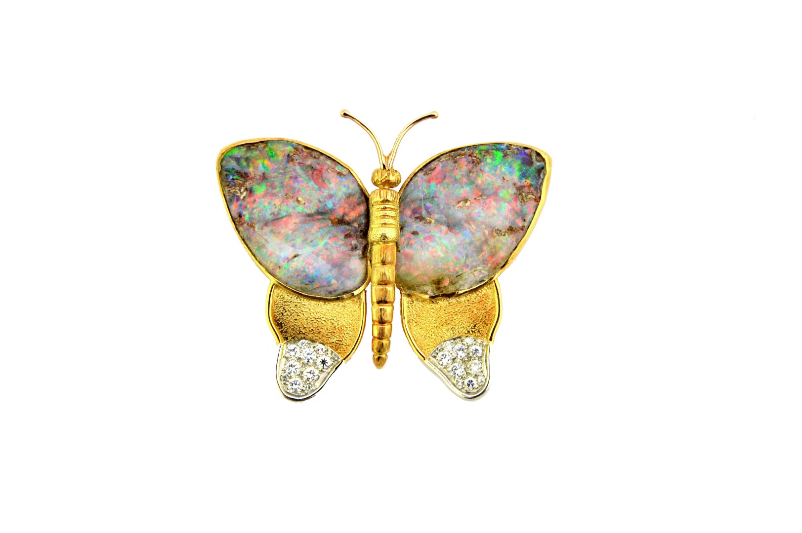 Appraisal: An ct gold opal and diamond set pendant brooch designed