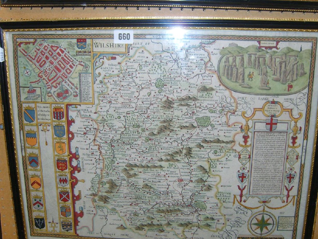 Appraisal: An th century coloured map of Wiltshire by John Speed