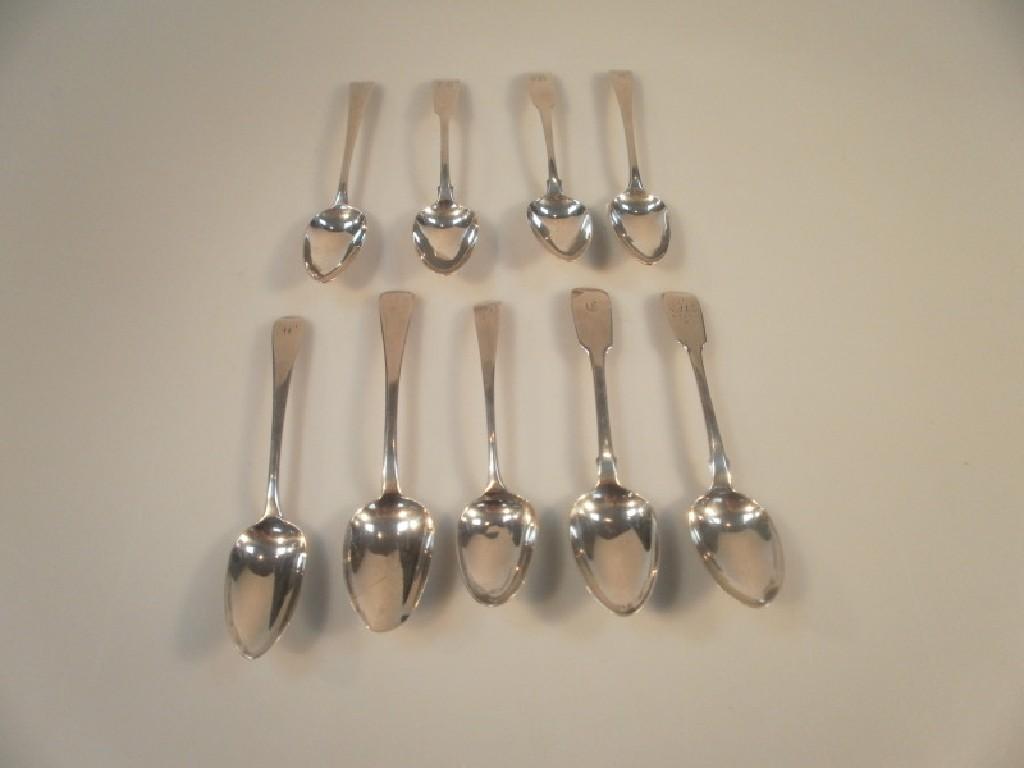 Appraisal: Nine various Old English and fiddle pattern table spoons various