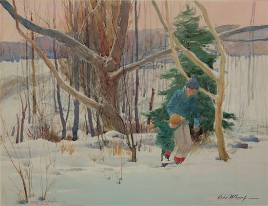 Appraisal: JOHN WHORF American - FROLICKING IN THE SNOW watercolor signed