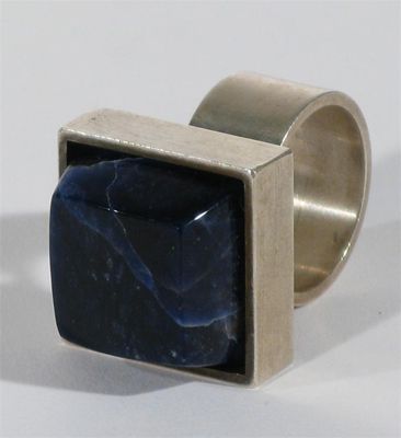 Appraisal: A Hans Hansen silver and lapis stone ring stamped marks