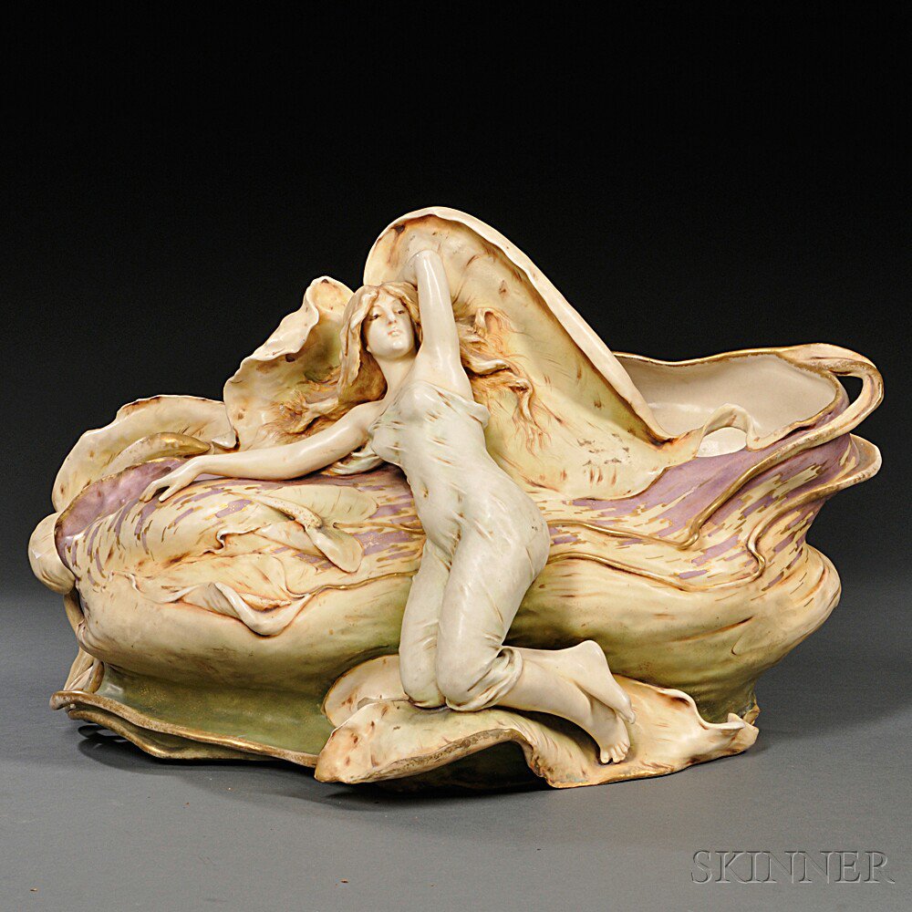 Appraisal: Teplitz Porcelain Art Nouveau-style Figural Bowl Austria late th century