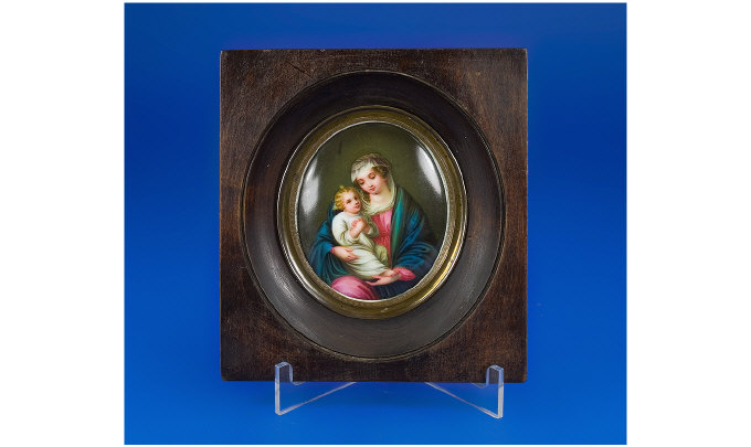 Appraisal: Victorian Miniature Portrait Madonna And Child Painted On Oval Ceramic