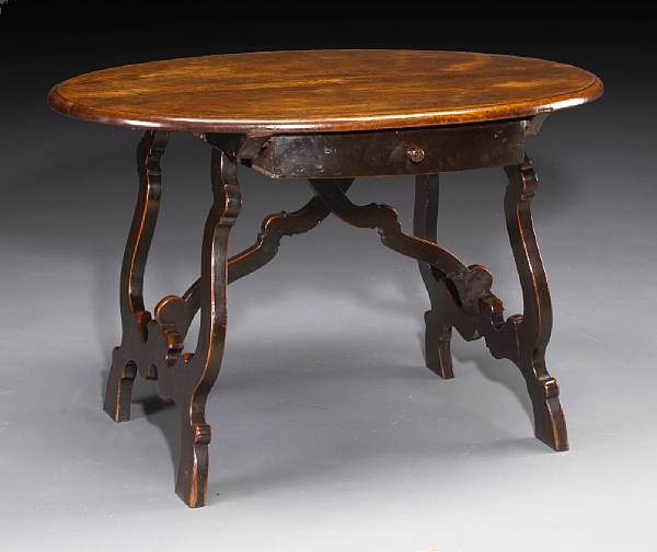 Appraisal: An Italian Baroque walnut center table composed of th century