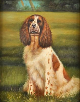 Appraisal: Unsigned Dog Oil Painting Depicting a Springer Spaniel the sight