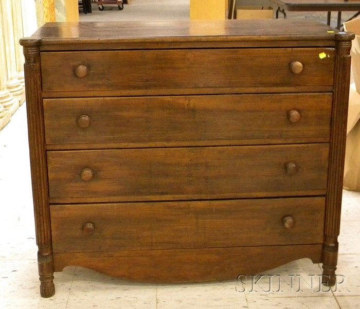 Appraisal: Late Federal Pine Four-Drawer Bureau