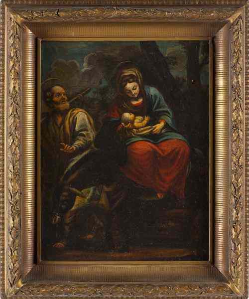 Appraisal: Old Master Painting ''Flight into Egypt''oil on canvas unsigned th