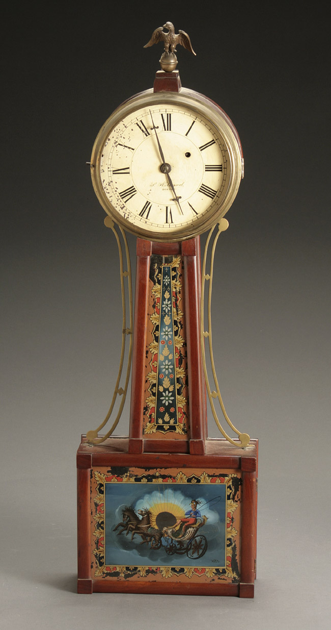 Appraisal: Federal Style Mahogany and Eglomis Panel Banjo Clock The Dial