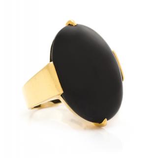 Appraisal: An Karat Yellow Gold and Black Jade Ring Gumps dwts