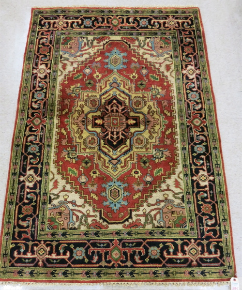 Appraisal: HAND KNOTTED ORIENTAL AREA RUG Persian Serapi design ' x