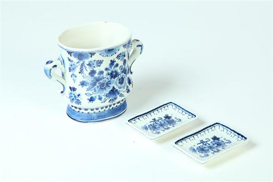 Appraisal: THREE PIECES OF DELFT Netherlands nd half- th century Small