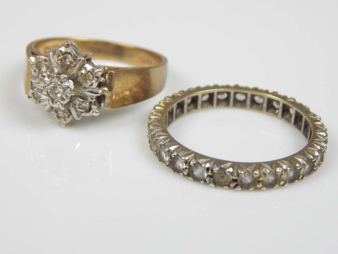 Appraisal: Two ct gold dress rings to include one with illusion