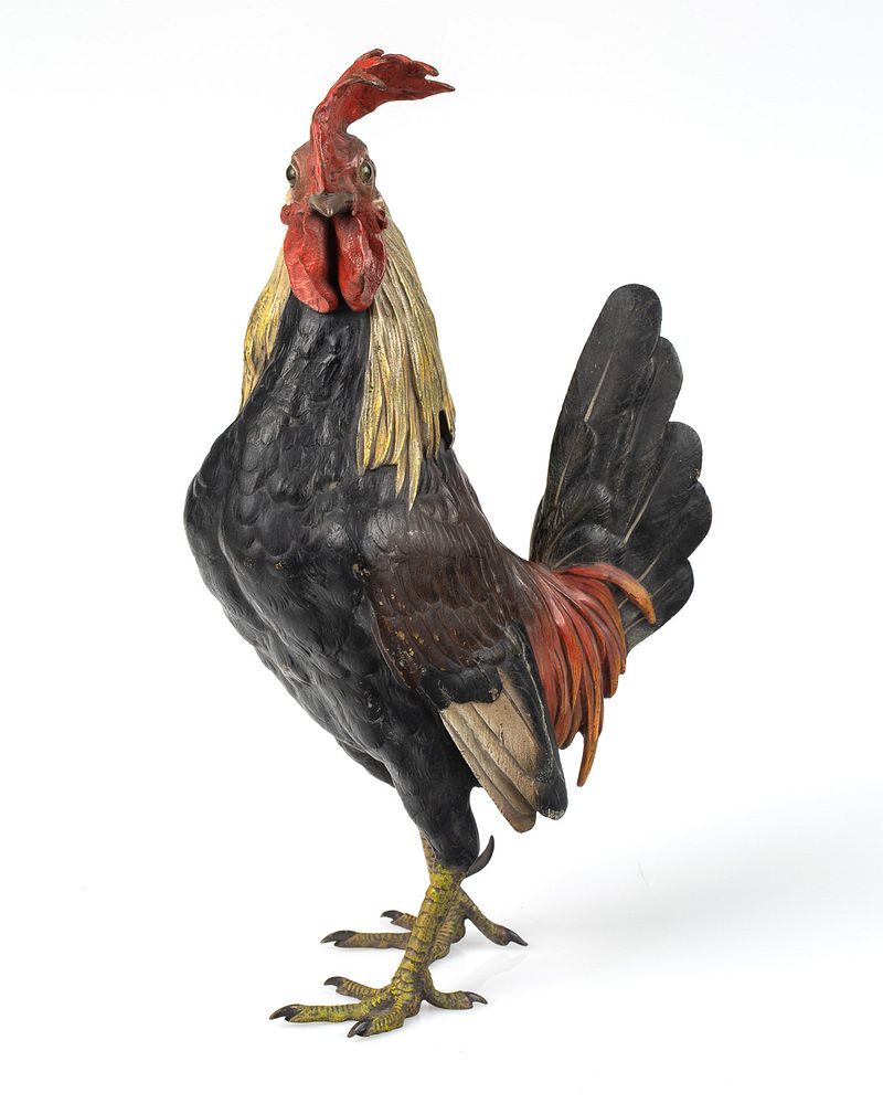 Appraisal: AN AUSTRIAN COLD-PAINTED BRONZE MODEL OF A COCKEREL FRANZ BERGMAN