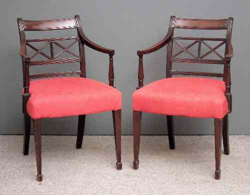 Appraisal: A pair of mahogany armchairs of George III design with