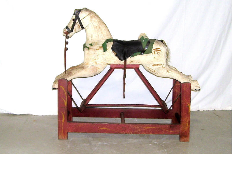 Appraisal: Primitive Form Rocking Horse Original white painted body with mane