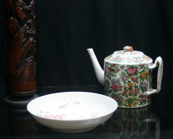 Appraisal: A Cantonese tea pot together with a famille verte style