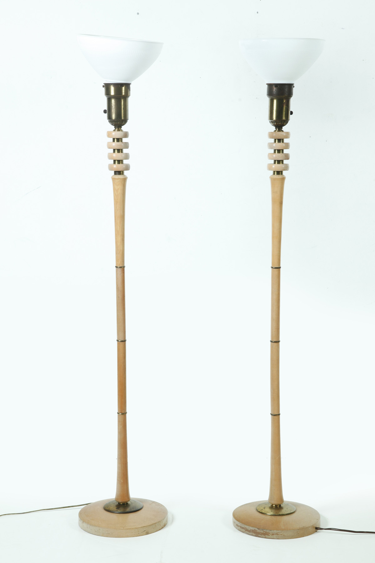 Appraisal: PAIR OF MICHIGAN MANUFACTORING CO BAMBOO FLOOR LAMPS American mid