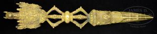 Appraisal: GILT BRONZE RITUAL DAGGER GILT BRONZE RITUAL DAGGER th th